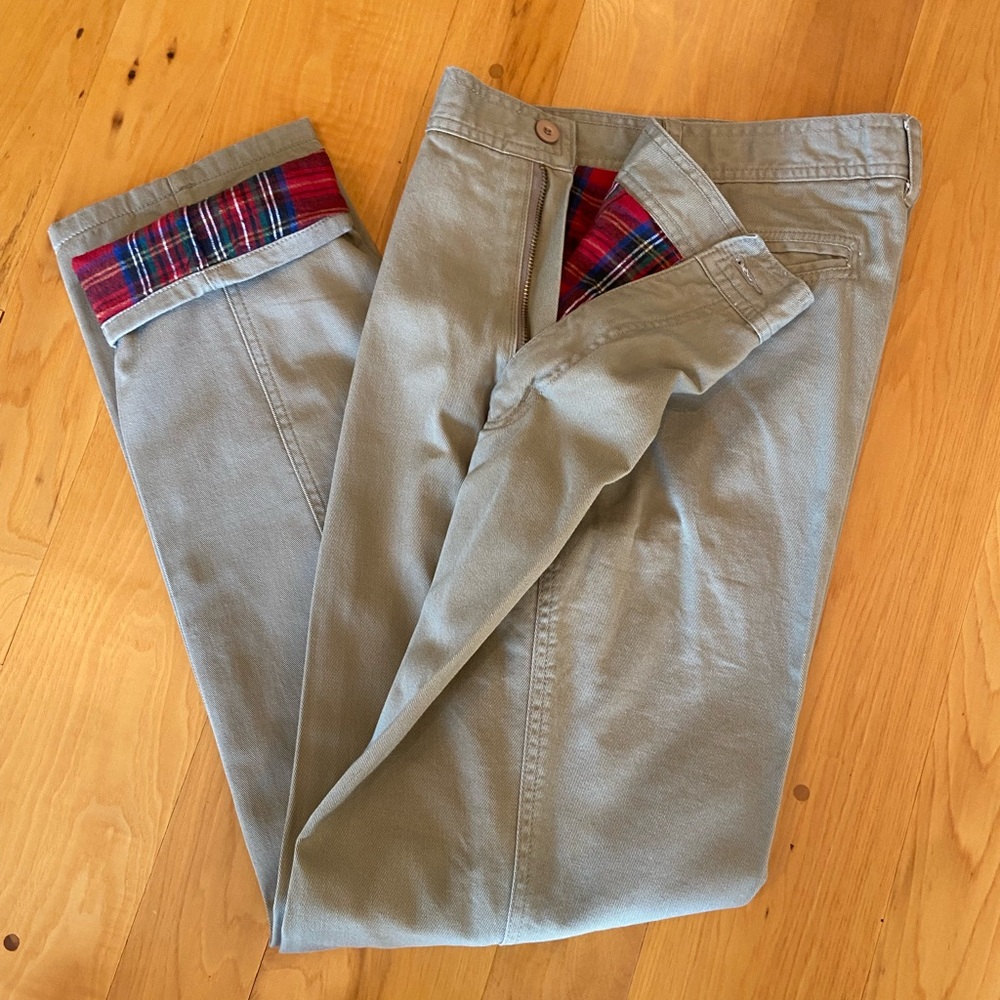 Gander Mountain Plaid Lined Khaki Chinos 34 x 32